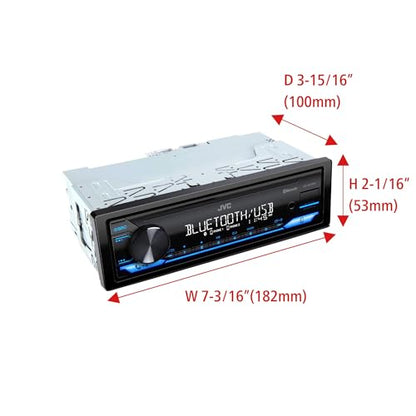 JVC KD-SX27BT Car Stereo with Bluetooth, 100W Digital Media Receiver, 1.5A USB, Single DIN Head Unit with AM/FM Radio & AUX-in, iOS/Android JVC Remote App, 13-Band EQ, Dual Phone Connection - style: Single DIN Car Stereo