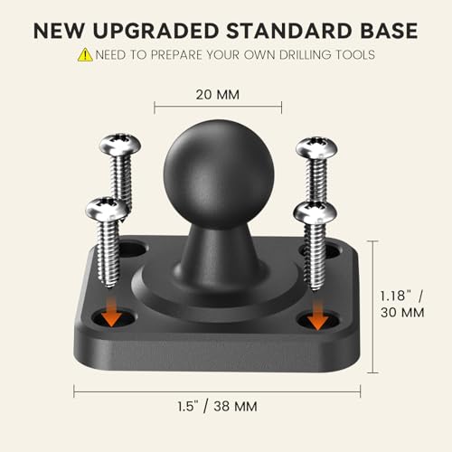OHLPRO Car Tablet Holder - Heavy Duty Drill Base, Tablet Mount for Truck Compatible with iPad Samsung Tab 5"-13" Tablets and Phones, iPad Stand for Wall/Business/Vehicle/Desktop, etc.-4-inch Arm - size: 4-inch Arm
