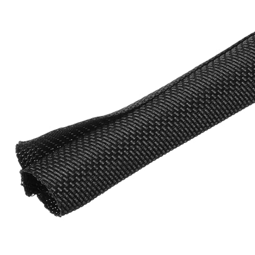 MECCANIXITY Braided Wire Loom, 7ft(2 m) - 3/8"(10mm) Wire Split Braided Cable Management Sleeve Automotive Woven Mesh Split Loom Tubing for Multi-Cable Management, Black - color: Black, size: 7ft(2 m) - 3/8"(10mm)