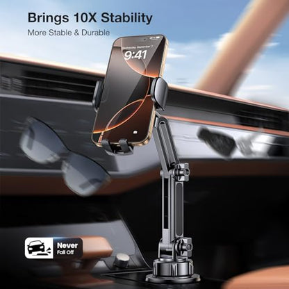 Coolpow Phone Holders for Your Car Cupholder【Ultra Stable & Never Shake】Cup Holder Phone Holder for Car Phone Holder Cup Holder Phone Mount for iPhone 17 16 Galaxy S25 Ultra and All 4"-7" Smartphones