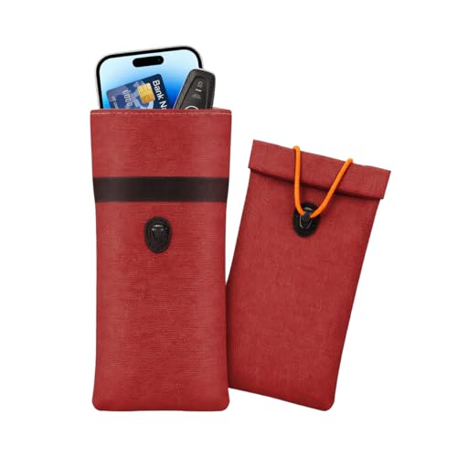 2PCS Faraday Bags for Car Key, Anti-Tracking Vehicle Faraday Key Fob Protector Cage for Privacy Protection, RFID Anti-Theft Automotive Signal Blocking Pouch, Universal Fit (Red) - color: Red