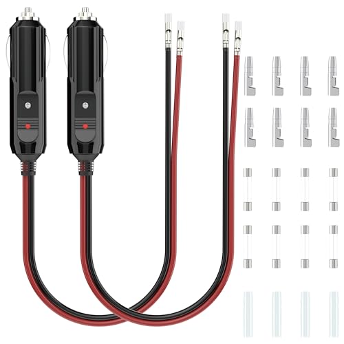 BFXM 12V Cigarette Lighter Plug with 16AWG 1FT Wire (2 Pack) - color: 2PCS with fittings