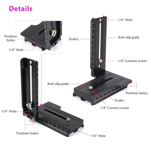 L Bracket Vertical Mount Quick Release Plate for DJI Ronin RSC2 / RS2/ RS3 / S, Zhiyun Weebill S Gimbal, DSLR Camera, Tripod, Monopod