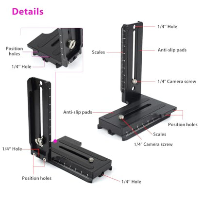 L Bracket Vertical Mount Quick Release Plate for DJI Ronin RSC2 / RS2/ RS3 / S, Zhiyun Weebill S Gimbal, DSLR Camera, Tripod, Monopod