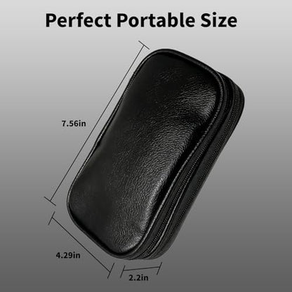 Leather Electronic Organizer Bag, Waterproof Travel Tech Pouch for Cord, Cable, Charger, Phone & Accessories (Black)