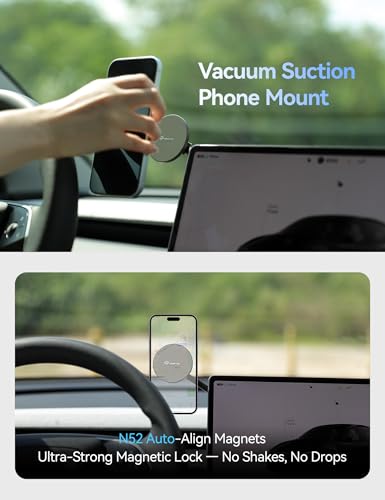 TPARTS Vacuum Suction Magnetic Phone Holder for Tesla Model Y/3/X/S - color: Mag safe Vacuum Wireless Charger