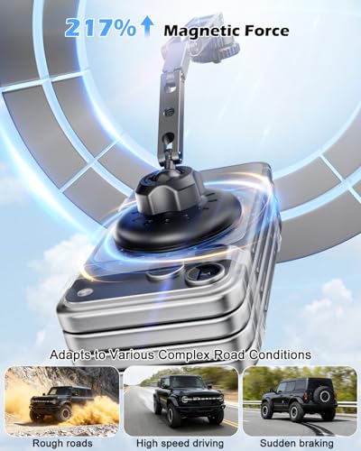 CloudValley Extended 15W Magnetic Wireless Car Charger Phone Mount for Ford Bronco 2021-2026 2/4 Door, Aluminum Alloy Magnetic Phone Holder, Off-Road Stable Anti-Shake No Drill Dash Mount - size: Extended