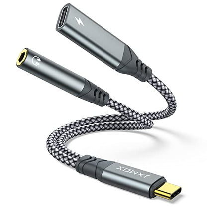 JXMOX USB C to 3.5mm 헤드폰 및 충전기 어댑터, (2팩) 2-in-1 타입 C to Aux 잭 동글 케이블, PD 60W 고속 충전, 아이폰 15 16 17 프로 맥스, 삼성 갤럭시 S23 S24 S25, 노트 20, 아이패드 프로용 - size: 2-Pack