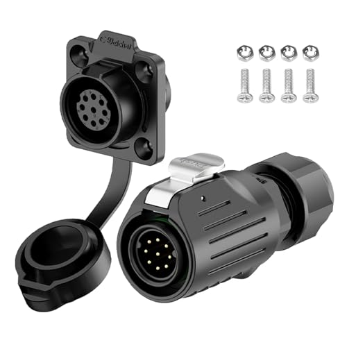 EW-LP16 Industrial Waterproof Connector IP68 Quickly Plugging Aviation Connector PBT Plastic Shell Circular Connector Fast Release Electrical Connector M16 2-9 Pin Flange Socket (9 Pin) - color: Flange Socket/PBT Plastic, size: 9 Pin