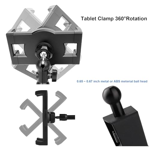 Tablet Holder Clamp Clip Mount Replacement with 17mm Ball Joint Socket for Tablet/iPad/Nexus/Switch/iPhone,Ball Hole Compatible with Diameter of 0.669 inch /17mm Ball Head,Multi-Angle Adjustable