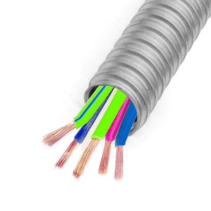 3/4 inch x50ft Flexible Electrical Conduit - Galvanized Steel Greenfield Flex Metal Conduit for Exposed Wiring, AC Connections & Industrial Cable Protection - size: 3/4 inch x50ft