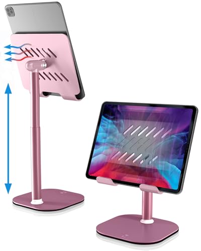 COOPER TabHolder, 7-10" Height Adjustable Tablet Stand, Premium iPad Stand for Desk, 270° Tilt iPad Holder, Kindle Holder, 15.6-17" Portable Monitor Support, (Lavender Pink) - color: C - Lavender Pink