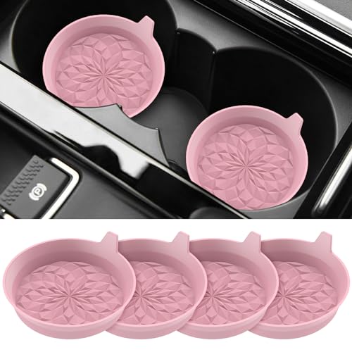 ME.FAN Car Cup Coasters [4 Pack] Silicone Cars Coasters - Universal Non-Slip Recessed Interior Accessories - Cup Holder Inserts Dusty Rose - color: 4pack-dusty Rose