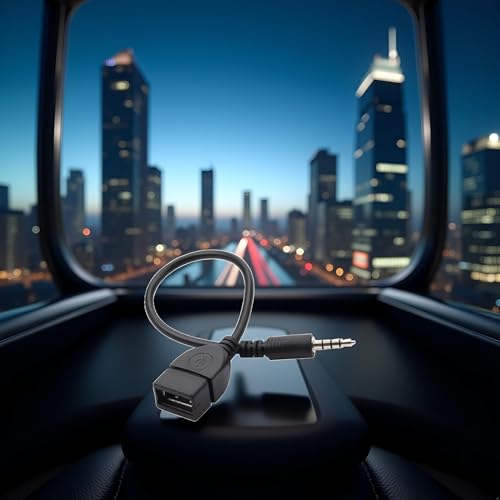 Black USB to AUX Adapter Cable,3.5mm Male AUX Plug to USB 2.0 Female Converter Adapter Cable Cord for Car Aux Port Length Black OTG Adapter Accessories Audio and Video Accessories(20cm/8-inch)