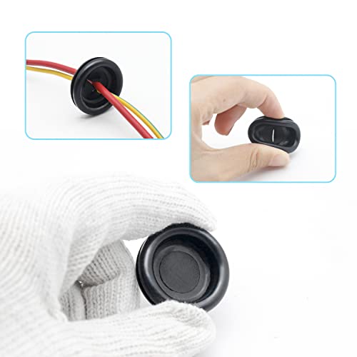 Vrupin 188 Pieces Rubber Grommet Kit – Rubber Plugs for Round Holes, Wiring, Electrical, Plumbing, and More - size: 7 Sizes-Black