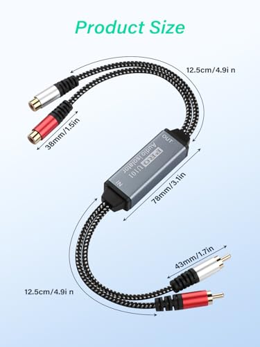 RCA Noise Isolator, Dual Channel RCA Ground Loop Audio Signal Filter,for Car Audio/Home Stereo System, High-Fidelity Sound Eliminating Buzzing Noise