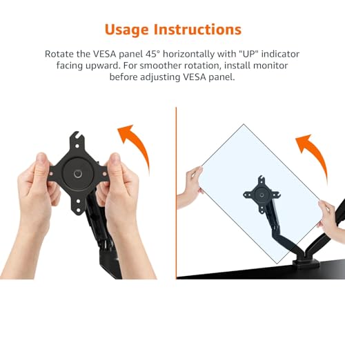 Amazon Basics Gas Spring Dual Monitor Arm Desk Mount, Adjustable Tension, Fits 15–27 Inch Monitors, Supports 4.4–15.4 lbs Each Arm, VESA 75x75/100x100, Black - size: Dual, style: GasSpringMonitor
