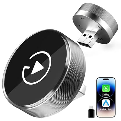 2-in-1 Wireless CarPlay Adapter for Apple iPhone & Android, Plug & Play, Auto Connection, No Latency, 2026 Upgarde Converts Wired Carplay Dongle to Wireless Car Play Adapter for iPhone iOS 10+