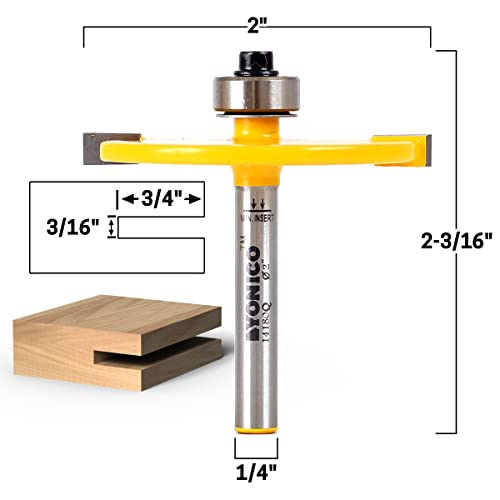 YONICO Slot Cutter Router Bit (3/16" Height - 3/4" Depth - 1/4" Shank) - style: 3/16" Height - 3/4" Depth - 1/4" Shank