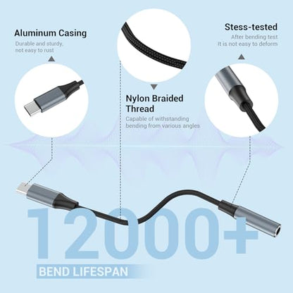 4pcs USB C to 3.5mm Female Headphone Jack Adapter - color: Grey, size: 4.6 IN-4PCS