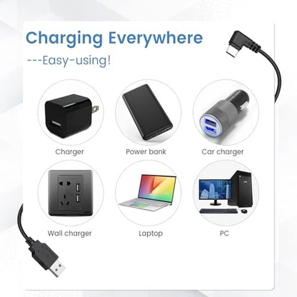 USB C Dash Cam Power Cord for Dashcam Rear View Mirror Camera, 90-Degree - size: 11.5ft A to C