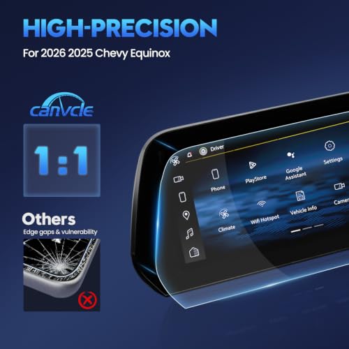 Canvcle 2PCS Screen Protector for 2026 2025 Chevy Equinox LT/RS/ACTIV, 11.3-Inch Navigation & 11-Inch Dashboard Touchscreen Protective Film 9H Tempered Glass HD Screen Saver [Anti-Glare & Shatterproof] - size: 2025-2026 Chevy Equinox 11.3 Inch + 11 Inch