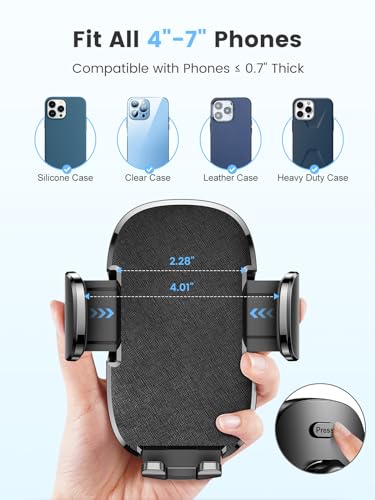 Car Phone Holder, Dual 360° Rotate Gooseneck Cup Holder Phone Mount for Car, Flexible Cell Phone Holder Car Compatible with iPhone 16 Pro Max/15/14/13/12/11, S25/S24/S23/S22, 4”-7” Phone