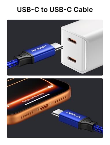 JSAUX 100W USB C to USB C Cable [2-Pack 6.6FT], PD Fast Charging, Blue - color: Blue, size: 6.6ft+6.6ft