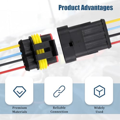 5PCS 4 Pin Car Electrical Wire Connector, Waterproof Male and Female Vehicle Terminal Wire Connectors Plug, Automotive Wire Plug Socket Kit, Universal for Sedan Truck Motorcycle - size: 4 Pin
