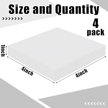 4 Pcs 1" Thick Foam Padding Sheet with Adhesive Backing Closed Cell - color: White, size: 1 Inch Thick, 4 x 4 Inches