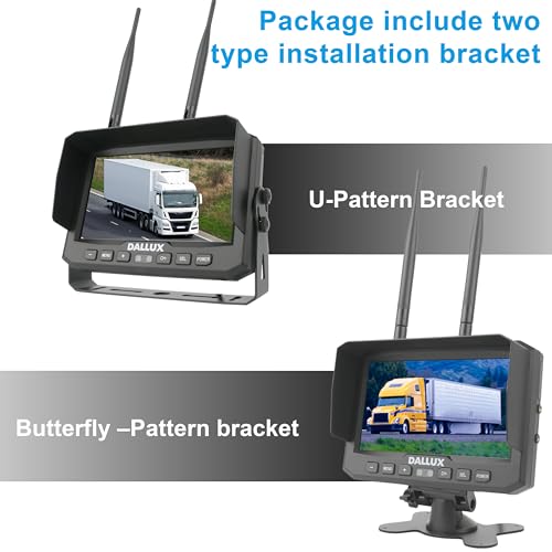 DALLUX Digital Wireless Backup Camera,7 inch DVR Monitor for Heavy Vehicle/5th Wheel Pickup/Truck/Trailer/Bus/Van/RV Camper/Agriculture with 1080P Stable Signal IP69K Reverse Rearview/Front Camera