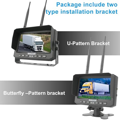 DALLUX Digital Wireless Backup Camera,7 inch DVR Monitor for Heavy Vehicle/5th Wheel Pickup/Truck/Trailer/Bus/Van/RV Camper/Agriculture with 1080P Stable Signal IP69K Reverse Rearview/Front Camera