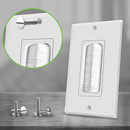 TOPGREENER 1-Gang Bristled Brush Pass-Through Wall Plate, 2-Pack - size: 1-Gang (4.50" x 2.75")
