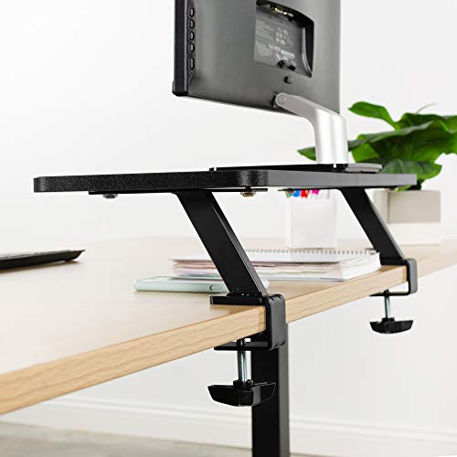 VIVO Black Clamp-on Small 26 inch Ergonomic Desk Shelf, Single Computer Monitor Stand Riser - Desk Organizer Holds 1 Screen or Laptop STAND-SHELF24B - size: 24" shelf