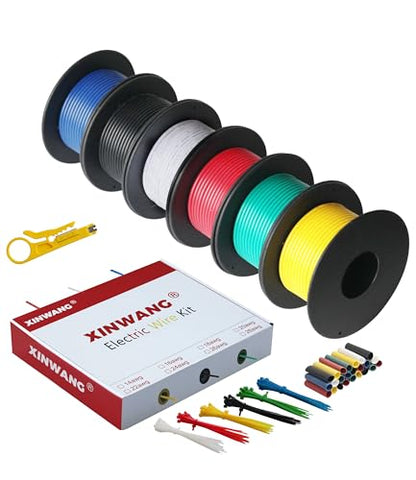 XINWANG 30AWG Hook Up Wire Kit, 6 Colors, 82FT Each - size: 30AWG (0.05 mm² / 25 M) - PVC