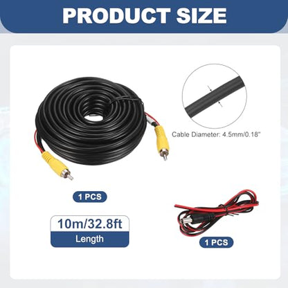 MECCANIXITY Backup Camera RCA Video Cable 32.8FT/10M Copper Core Audio Cord - size: 32.8FT/10M