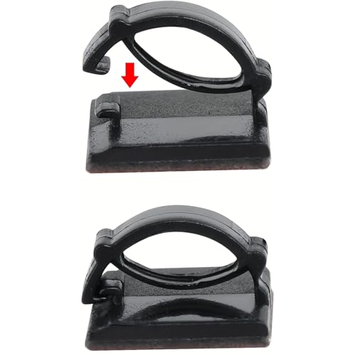 30 Pack Self-Adhesive Cable Clips, Black Plastic Wire Holder Cord Organizer for Car Dashboard, GPS, USB Cable Management