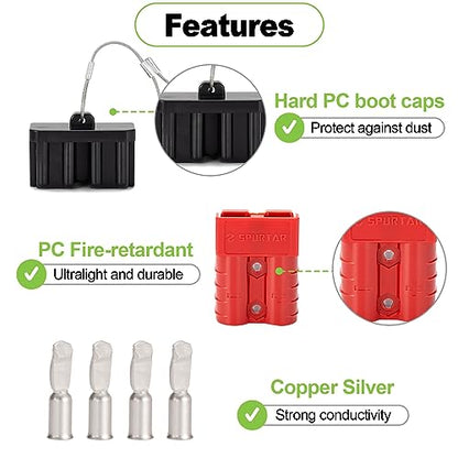 Spurtar 50A Battery Quick Connect/Disconnect, 2 Pack, 6-12AWG, Red - color: Red, size: 50A(2 Pack)