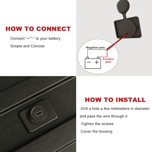 12V/24V USB C Outlet Power Socket Car Charger USB Port for Car, Bus, RV, Boat, Vehicle Boat ATV Truck Golf Cart - color: A+C Port-1pcs