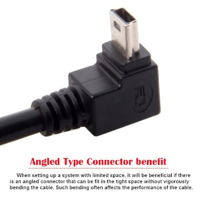 cablecc Mini USB B Type 5pin Male Up Angled 90 Degree to USB 2.0 Male Power Data Cable 50CM - style: Up Angled 0.5M