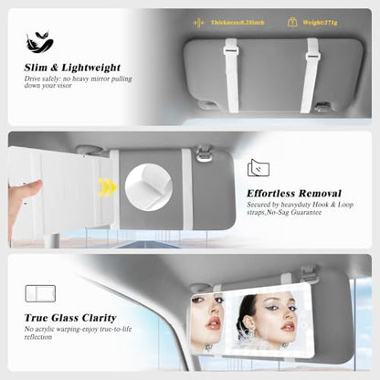 Car Visor Mirror with Lights & 20X Magnification, Universal Fit - color: 1pcs-White