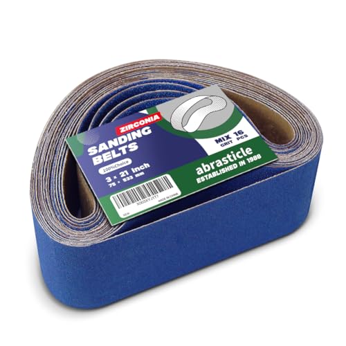 3" x 21" Zirconia Sanding Belts for Metal, 3 x 21 Inch Zirconia Metal Grinding Sand Paper, 16 PCS 4 Each of 60/80/120/240 Assorted Grits - size: 3" x 21" Assorted Grit(16 pack)