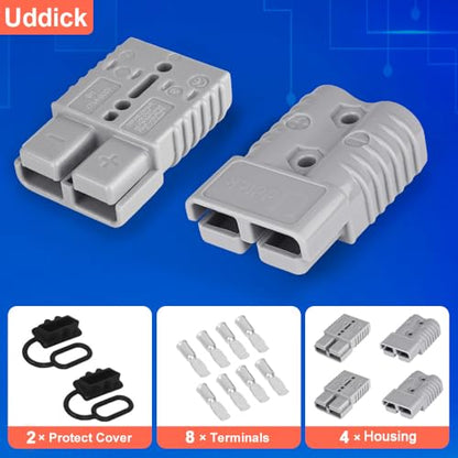 175A Battery Quick Connector with Dust Cover,Battery Quick Disconnect Wire Harness Plug Kit for Car Forklift Motor Winch Trailer（4PC 2AWG 2Covers - size: 4PC 2AWG 2Covers