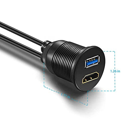OBVIS USB3.0 and HDMI Panel Flush Mount Cable – (3 Feet) - size: 3 Feet