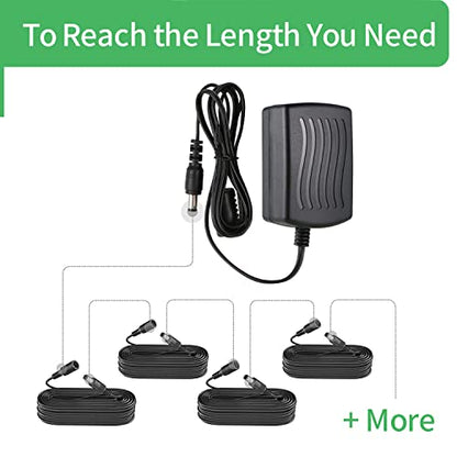 3.3FT 1M DC Power Extension Cable 5.5mm x 2.1mm,for CCTV Camera IP WiFi Camera,DVR,LED Strip,DC Power Supply Adapter Extender Wire,Black (Pack of 2) - size: 3.3FT