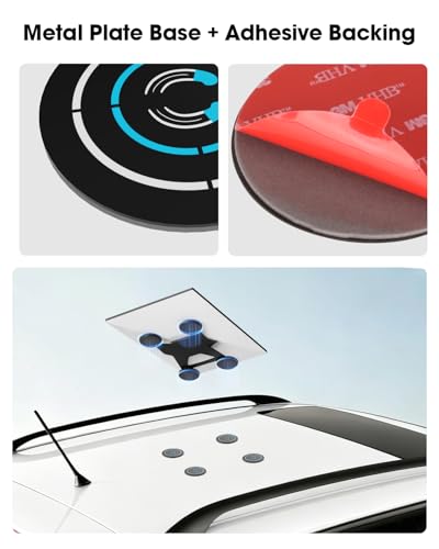 5-Pack Adhesive Magnetic Mount Plates for Starlink Mini & Gen 3 Magnetic Mounts, Magnetic Base Pads for Car Truck SUV Aluminum/Glass Cab Roof, Peel-and-Stick Non-Magnetic Roof Mounting Helper