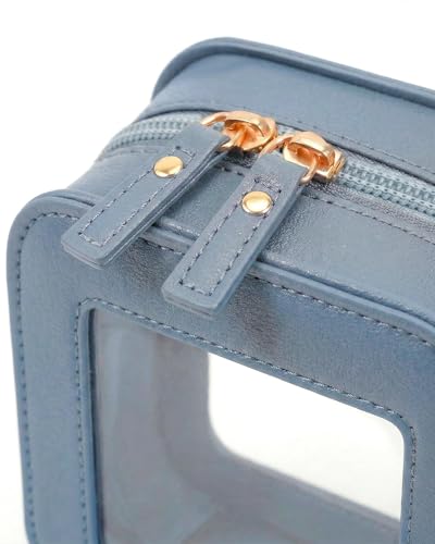 LETGO Clear Makeup Bag Small, Mini Travel Toiletry Bag Cosmetic Bags Organizer, TSA Approved Makeup Case Pouch with Zipper, Car Essentials for Women Men (Square, Blue) - color: Blue, style: Square