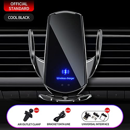 Wireless Car Charger Automotive Electric Induction 15W Wireless Charger Car Vent Mount Bracket Fast Charging Auto-Clamping Car Phone Holder Mount Air Vent Phone Holder Black… - color: Black