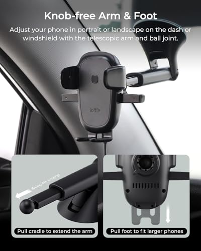 iOttie Easy One Touch Wireless 3 Dash & Windshield Car Mount, 15W Qi Fast Charging Phone Holder, One-Handed Auto Clamp, Adjustable Smartphone Mount for iPhone 17 Pro Max, iPhone 12-17, Samsung, Pixel