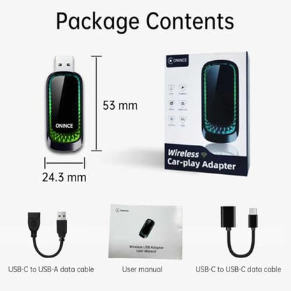 Wireless CarPlay Adapter (2025 Upgrade) – Convert Wired CarPlay to Wireless, Stable Connection, RGB Ambient Lighting, Compatible with Wired CarPlay Cars & iPhone - color: RGB lighting